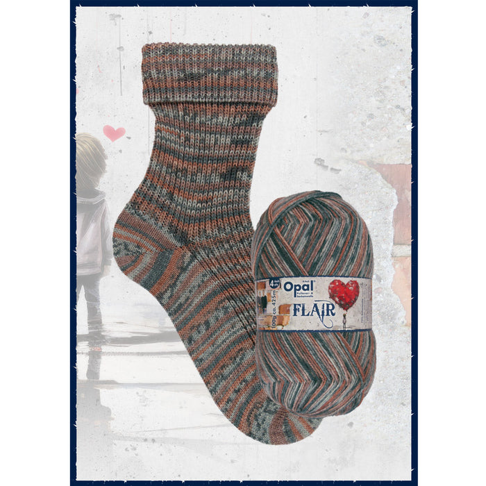 Opal Flair Sock Yarn - 4Ply with self-striping pattern and vibrant colors.
