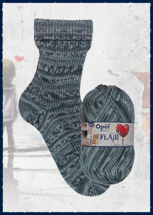 Opal Flair Sock Yarn in 4-ply with self-striping pattern and durable wool blend.