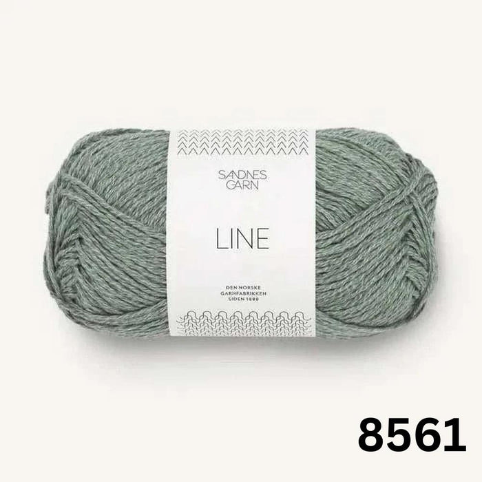 Sandnes Garn Line 8ply Cotton Linen Yarn-Yarn-Sandnes Garn-Dusty Green (8561)-Wild & Woolly Yarns
