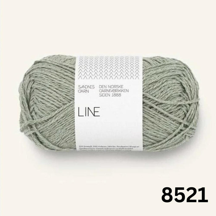 Sandnes Garn Line 8ply Cotton Linen Yarn-Yarn-The Ribbon Rose-Dusty Light Green (8521) *NEW*-Wild & Woolly Yarns
