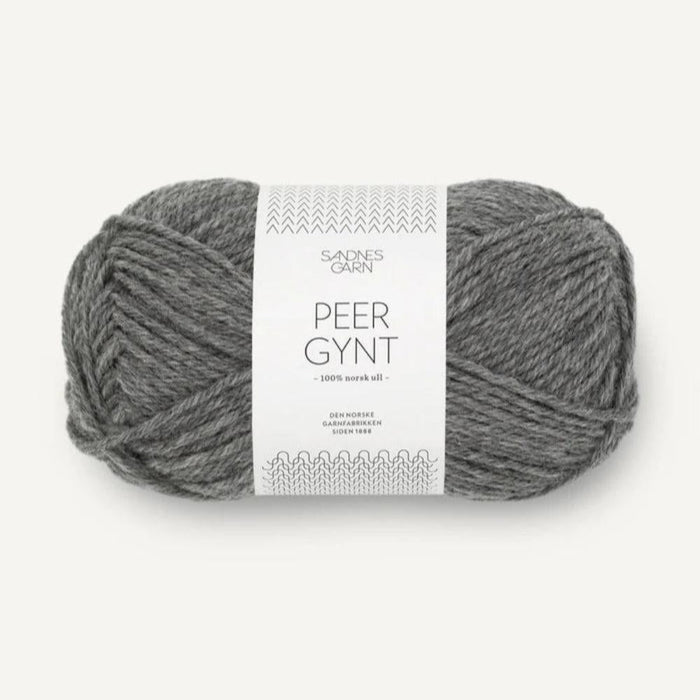 Sandnes Garn Peer Gynt - 8ply 100% Norwegian Wool-Yarn-The Ribbon Rose-Dark Mottled Grey (1053)-Wild & Woolly Yarns