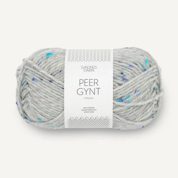 Sandnes Garn Peer Gynt - 8ply 100% Norwegian Wool-Yarn-The Ribbon Rose-Light grey Heather with Blue Tweed (1502)-Wild & Woolly Yarns