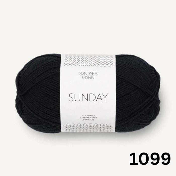 Sandnes Garn Sunday - 4ply-Yarn-The Ribbon Rose-Black (1099)-Wild & Woolly Yarns