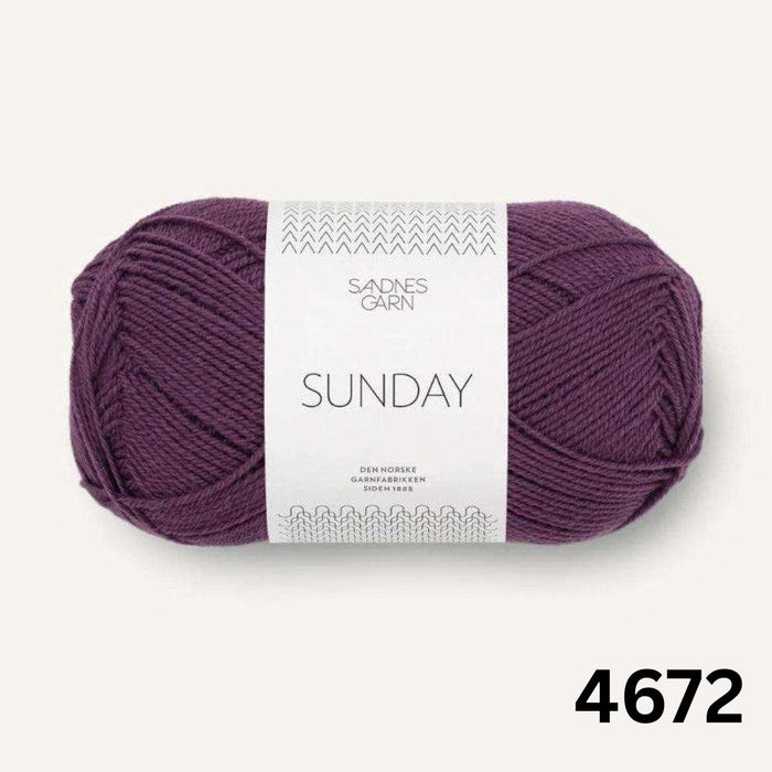 Sandnes Garn Sunday - 4ply-Yarn-The Ribbon Rose-Blackberry Juice (4672)-Wild & Woolly Yarns