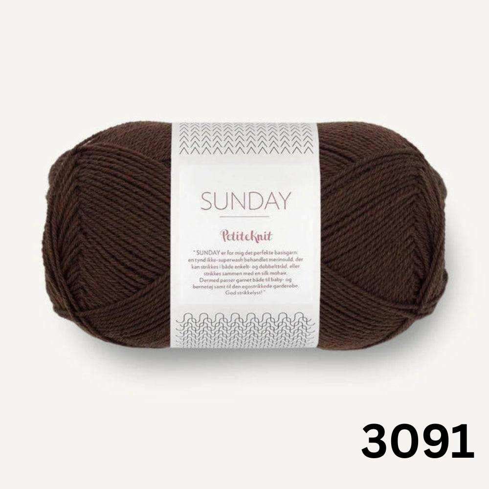 Sandnes Garn Sunday - 4ply-Yarn-Ribbon Rose-Cacao Nibs (3091)-Wild & Woolly Yarns