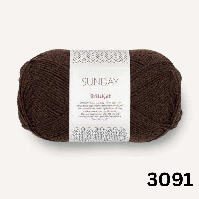 Sandnes Garn Sunday - 4ply-Yarn-The Ribbon Rose-Cacao Nibs (3091)-Wild & Woolly Yarns