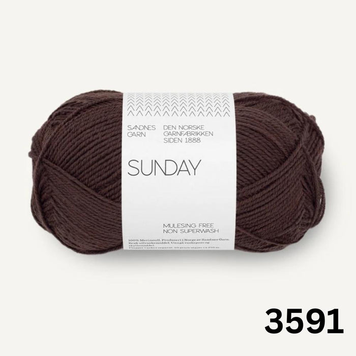 Sandnes Garn Sunday - 4ply-Yarn-The Ribbon Rose-Chocolate Plum (3591) *NEW*-Wild & Woolly Yarns