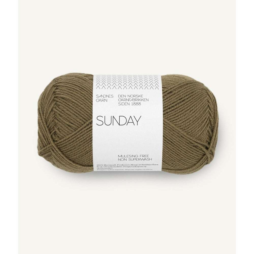 Sandnes Garn Sunday - 4ply-Yarn-Ribbon Rose-Dark Olive (9873)-Wild & Woolly Yarns