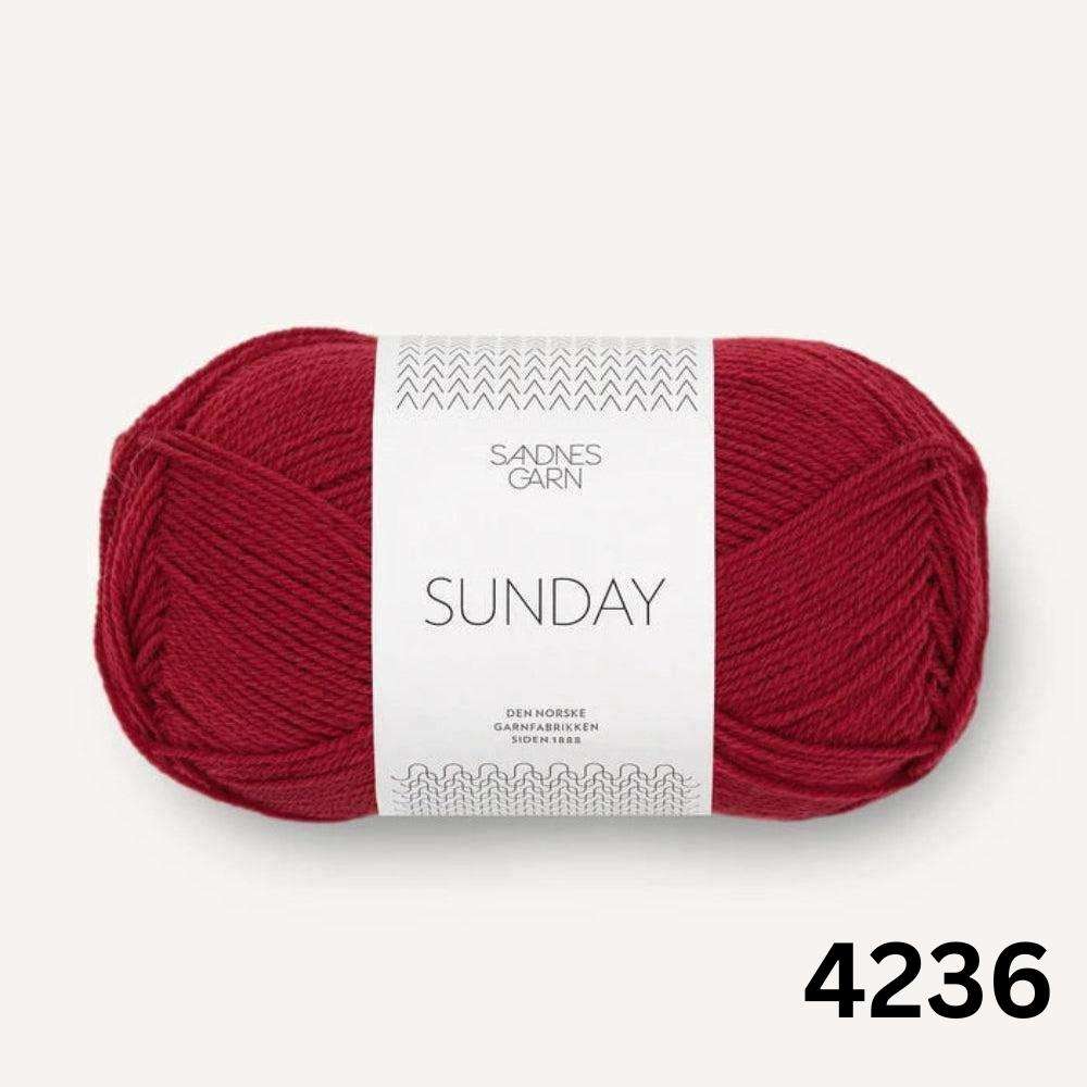 Sandnes Garn Sunday - 4ply-Yarn-Ribbon Rose-Deep Red (4236)-Wild & Woolly Yarns