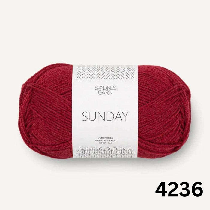 Sandnes Garn Sunday - 4ply-Yarn-The Ribbon Rose-Deep Red (4236)-Wild & Woolly Yarns