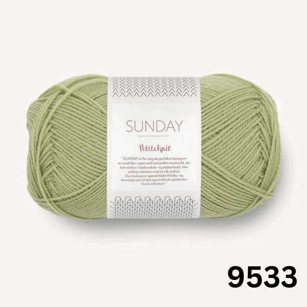 Sandnes Garn Sunday - 4ply-Yarn-Ribbon Rose-Green Tea (9533)-Wild & Woolly Yarns