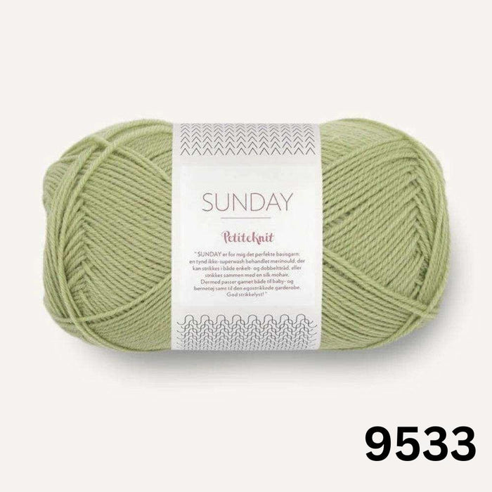 Sandnes Garn Sunday - 4ply-Yarn-The Ribbon Rose-Green Tea (9533)-Wild & Woolly Yarns