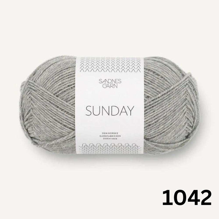 Sandnes Garn Sunday - 4ply-Yarn-The Ribbon Rose-Mottled Grey (1042)-Wild & Woolly Yarns