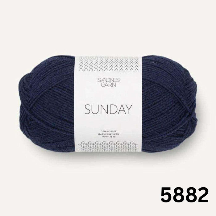 Sandnes Garn Sunday - 4ply-Yarn-The Ribbon Rose-Navy Blue (5882)-Wild & Woolly Yarns