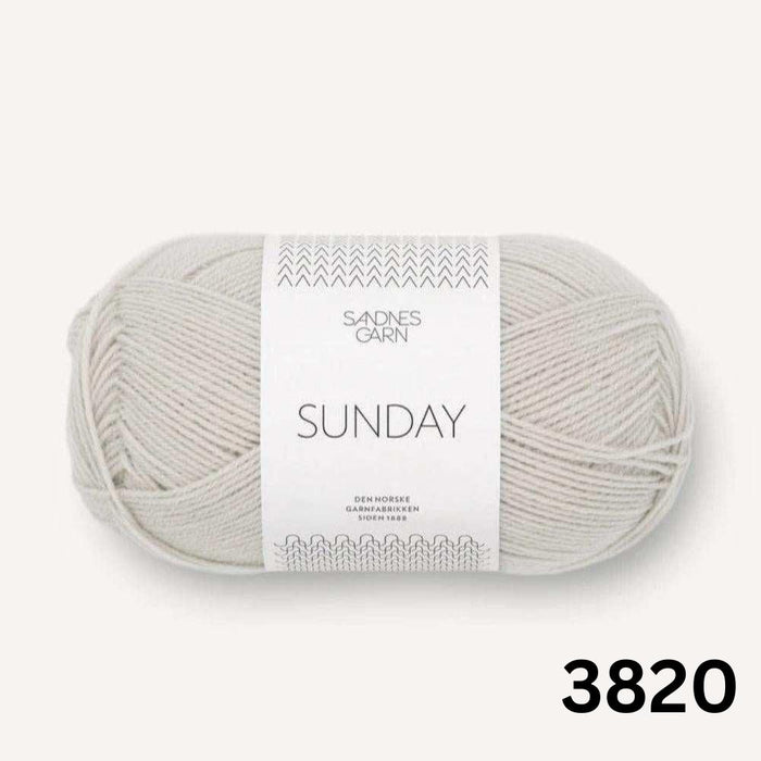 Sandnes Garn Sunday - 4ply-Yarn-The Ribbon Rose-Pearl Grey (3820)-Wild & Woolly Yarns