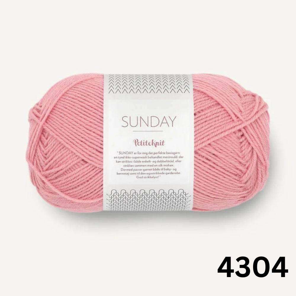 Sandnes Garn Sunday - 4ply-Yarn-Ribbon Rose-Plastic Pink (4304)-Wild & Woolly Yarns