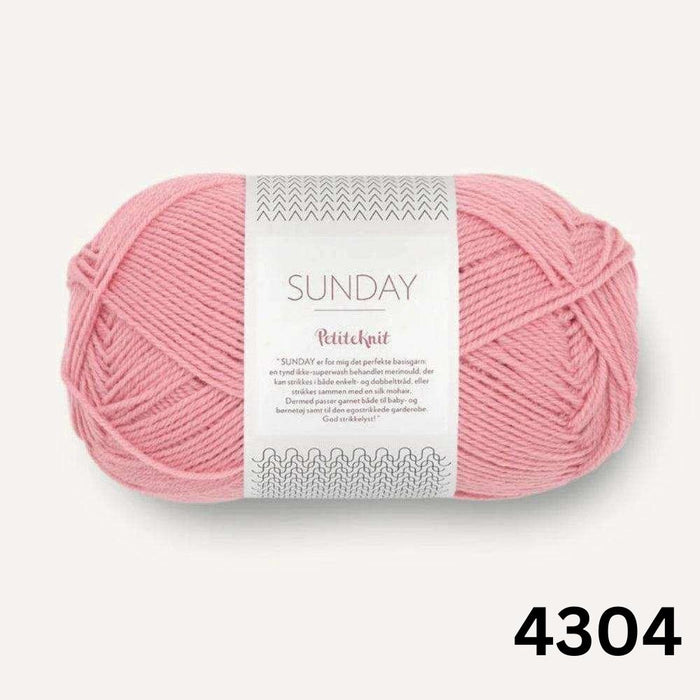 Sandnes Garn Sunday - 4ply-Yarn-The Ribbon Rose-Plastic Pink (4304)-Wild & Woolly Yarns