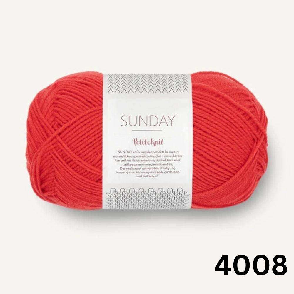 Sandnes Garn Sunday - 4ply-Yarn-Ribbon Rose-Poppy (4008)-Wild & Woolly Yarns