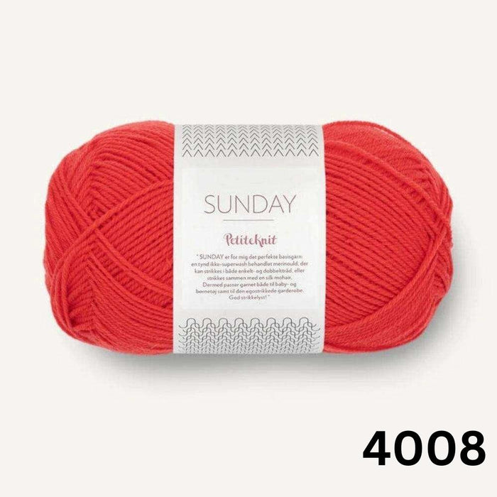 Sandnes Garn Sunday - 4ply-Yarn-The Ribbon Rose-Poppy (4008)-Wild & Woolly Yarns