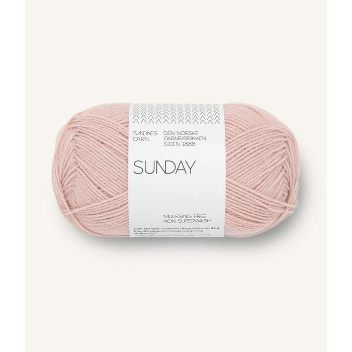 Sandnes Garn Sunday - 4ply-Yarn-The Ribbon Rose-Powder Pink (3511)-Wild & Woolly Yarns