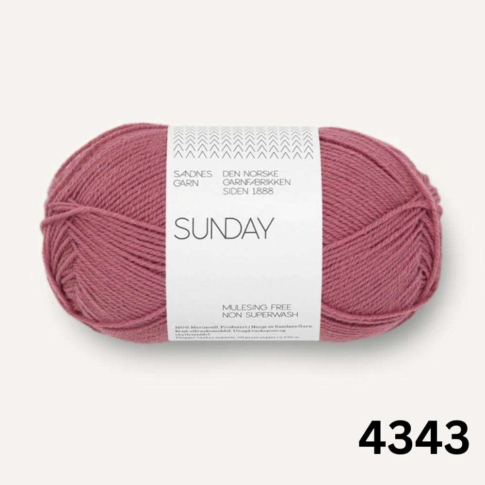 Sandnes Garn Sunday - 4ply-Yarn-Ribbon Rose-Raspberry Sorbet (4343)-Wild & Woolly Yarns