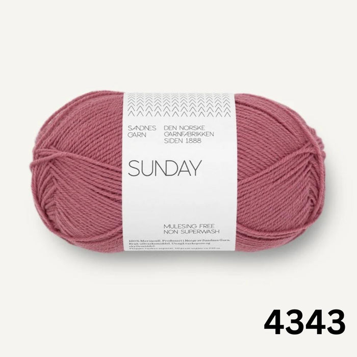 Sandnes Garn Sunday - 4ply-Yarn-The Ribbon Rose-Raspberry Sorbet (4343)-Wild & Woolly Yarns
