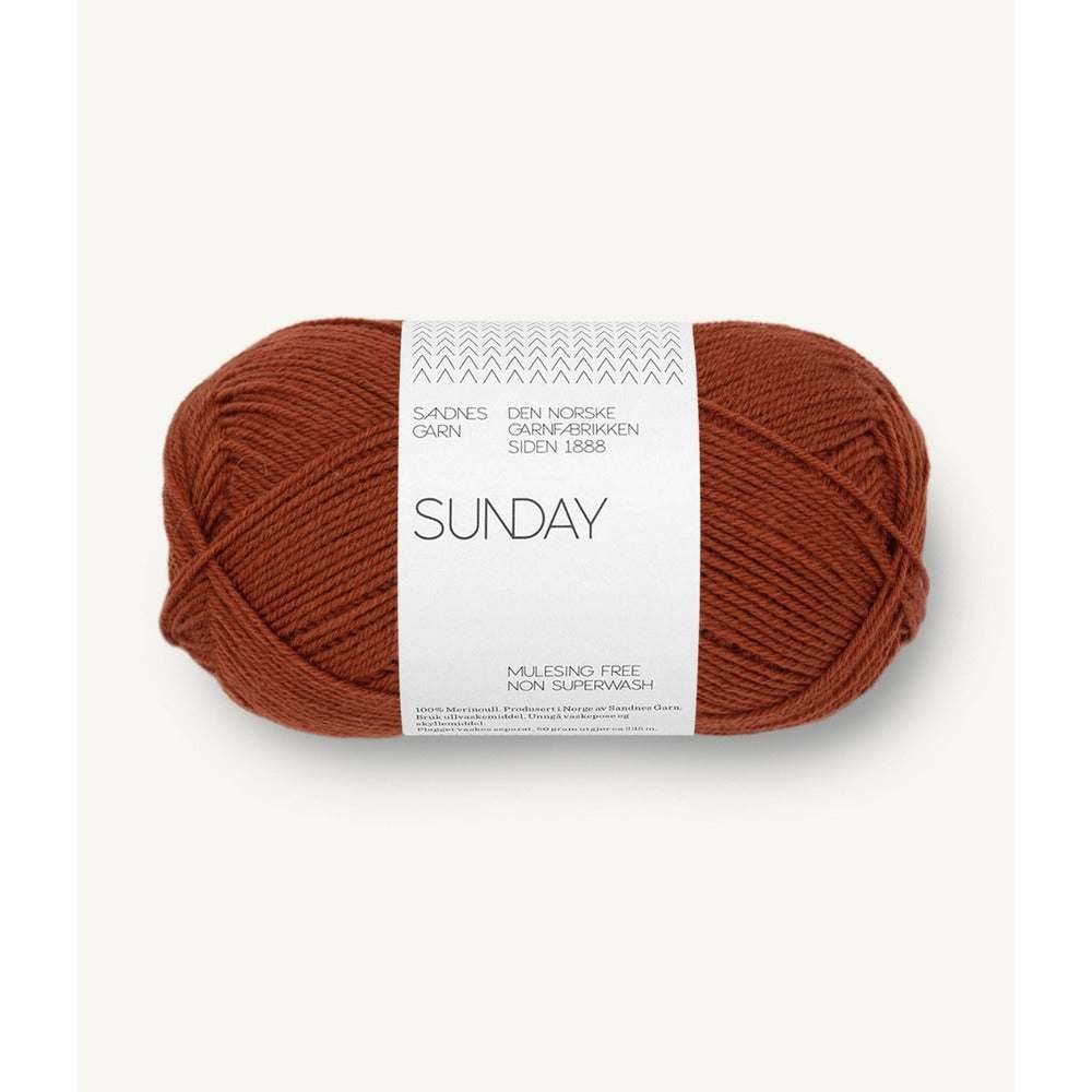 Sandnes Garn Sunday - 4ply-Yarn-Ribbon Rose-Rust (3554)-Wild & Woolly Yarns