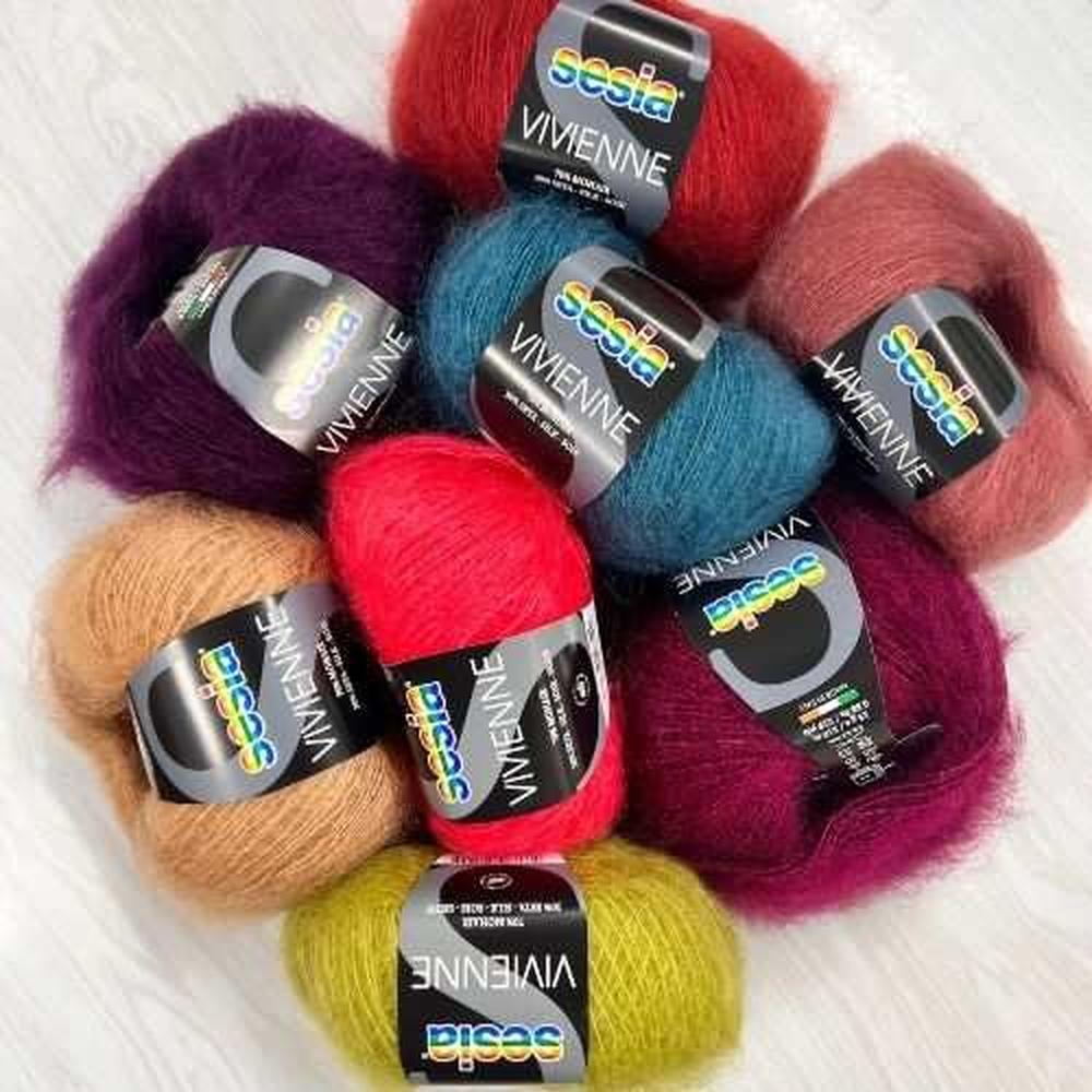 Sesia Vivienne 2Ply Silk Mohair-Yarn-Wentworth Distributors-Black (0067)-Wild & Woolly Yarns
