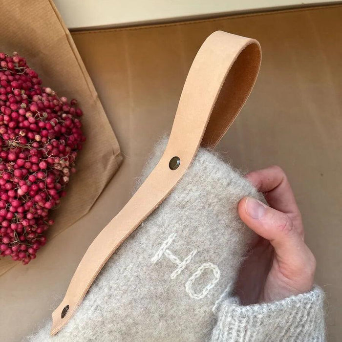 Leather Strap For Christmas Stocking - Beige-Zipper-PetiteKnit-Wild & Woolly Yarns