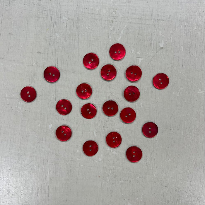 Agoya Shell Buttons - Red (15mm)