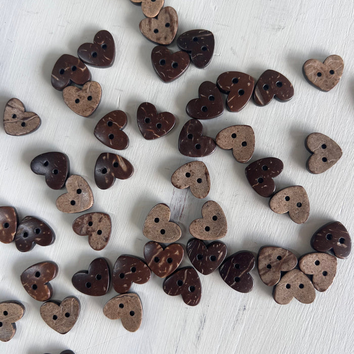 Coconut Shell Buttons - Hearts-buttons-Wild and Woolly Yarns