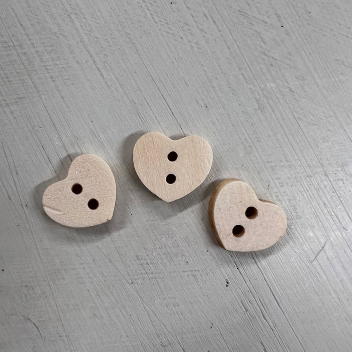Wooden Heart Buttons (15mm)-buttons-Wild and Woolly Yarns