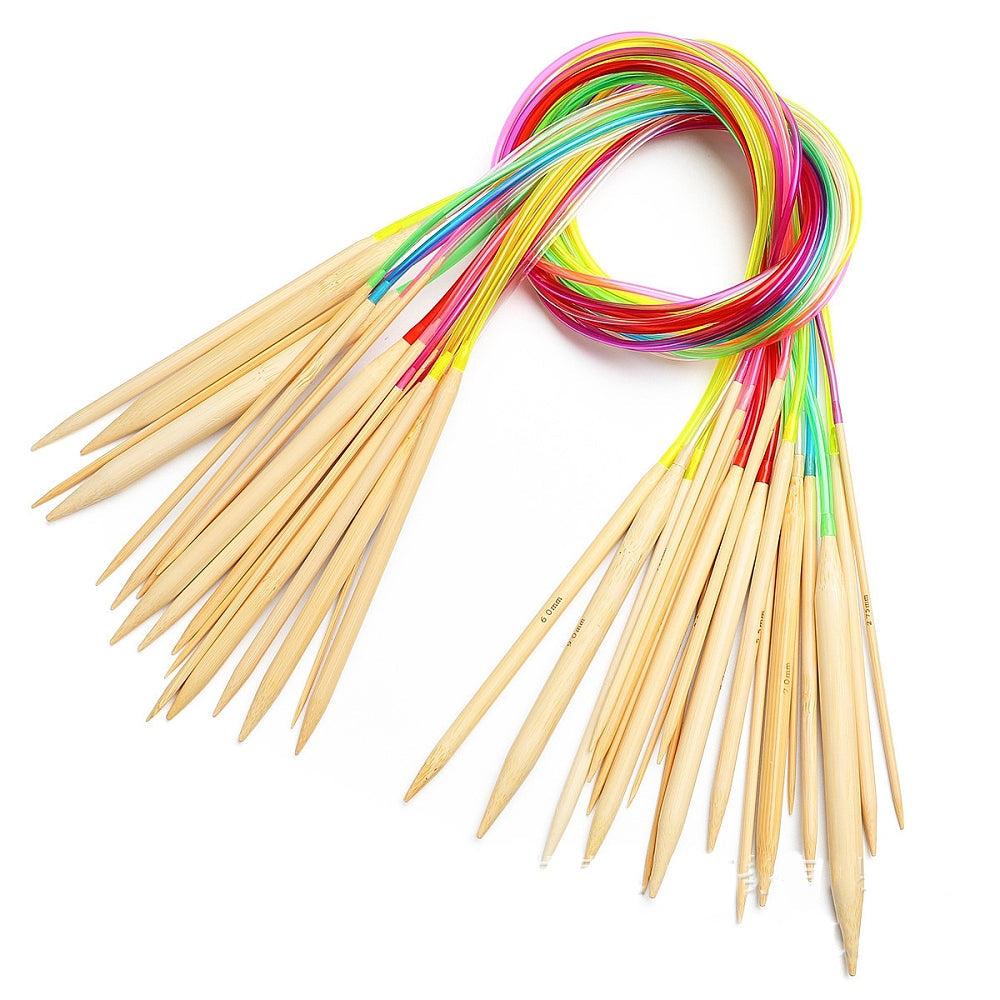 Circular Bamboo Knitting Needles (Set of 18)-Needles & Accessories-Wild & Woolly Yarns-80cm-Wild & Woolly Yarns
