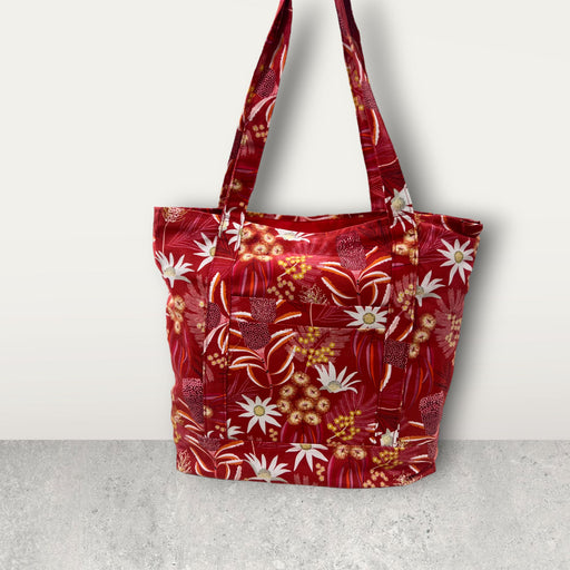 Knitting Bag - Red with White Flowers-needles & accessories-Wild and Woolly Yarns