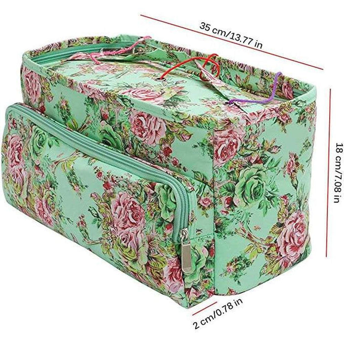 Knitting & Crochet Bag - Oxford-needles & accessories-Countrywide Yarns-Mint With Pink Roses-Wild & Woolly Yarns