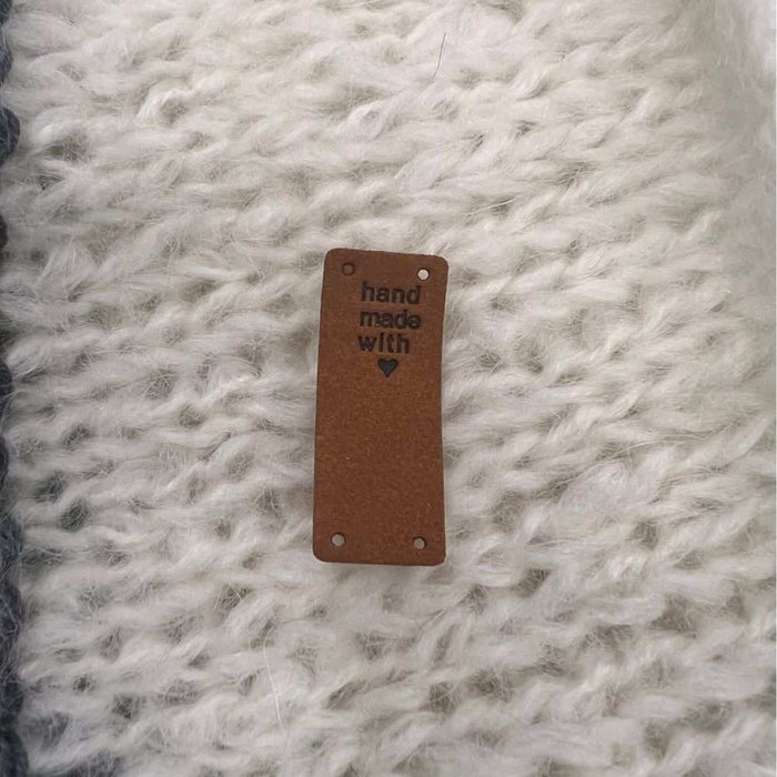 Leather Tag - Hand Made With Love-needles & accessories-Wild & Woolly Yarns-Brown-Wild & Woolly Yarns