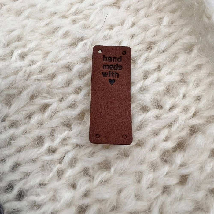 Leather Tag - Hand Made With Love-needles & accessories-Wild & Woolly Yarns-Brown-Wild & Woolly Yarns
