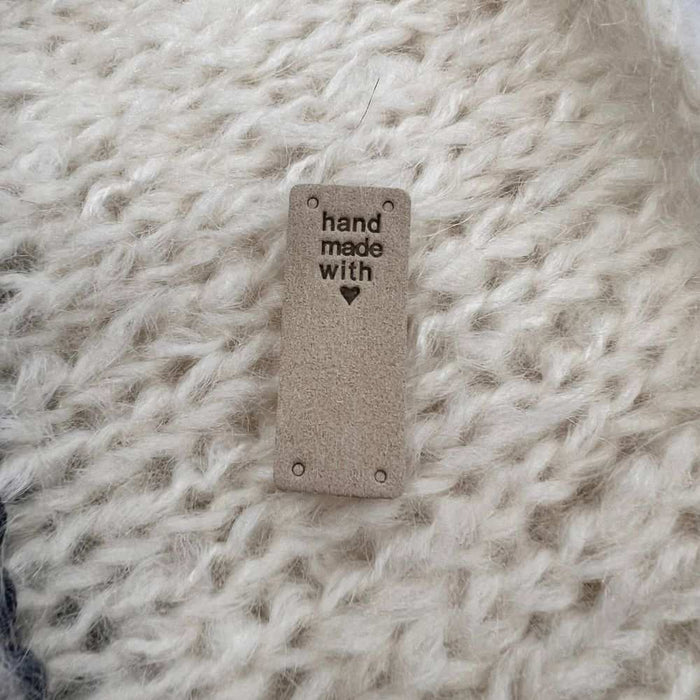 Leather Tag - Hand Made With Love-needles & accessories-Wild & Woolly Yarns-Brown-Wild & Woolly Yarns