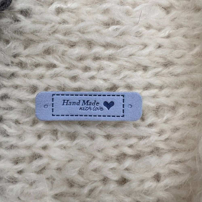 Leather Tag - Hand Made With Love (Flat)-needles & accessories-Wild & Woolly Yarns-Brown-Wild & Woolly Yarns