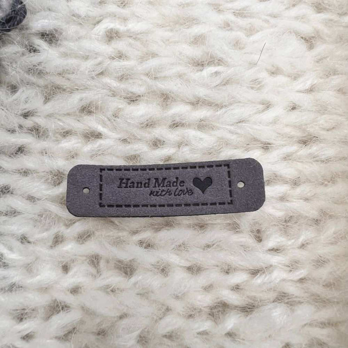 Leather Tag - Hand Made With Love (Flat)-needles & accessories-Wild and Woolly Yarns