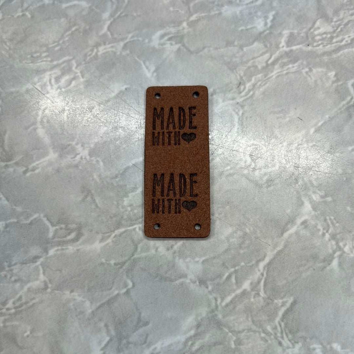 Leather Tag - Made With Love-needles & accessories-Wild & Woolly Yarns-Brown-Wild & Woolly Yarns