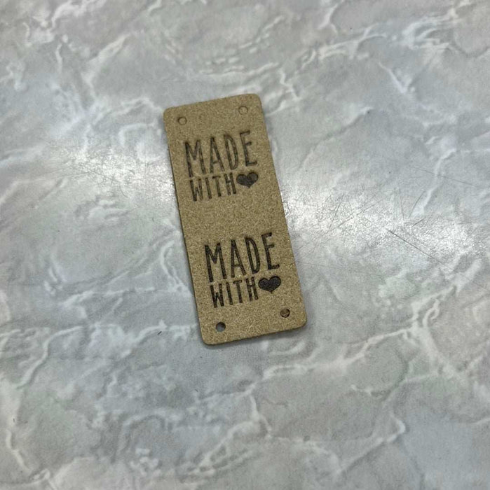 Leather Tag - Made With Love-needles & accessories-Wild & Woolly Yarns-Brown-Wild & Woolly Yarns