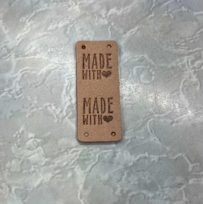 Leather Tag - Made With Love-needles & accessories-Wild & Woolly Yarns-Salmon-Wild & Woolly Yarns