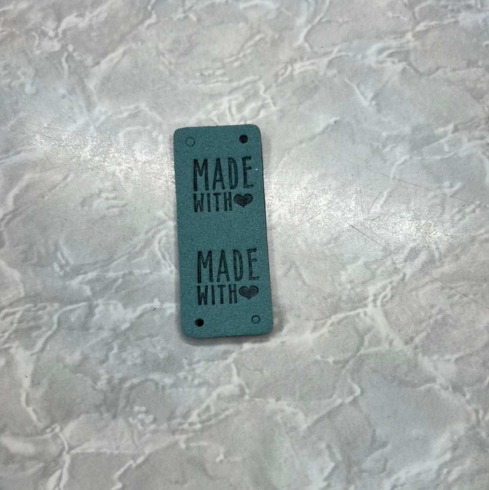 Leather Tag - Made With Love-needles & accessories-Wild & Woolly Yarns-Teal-Wild & Woolly Yarns