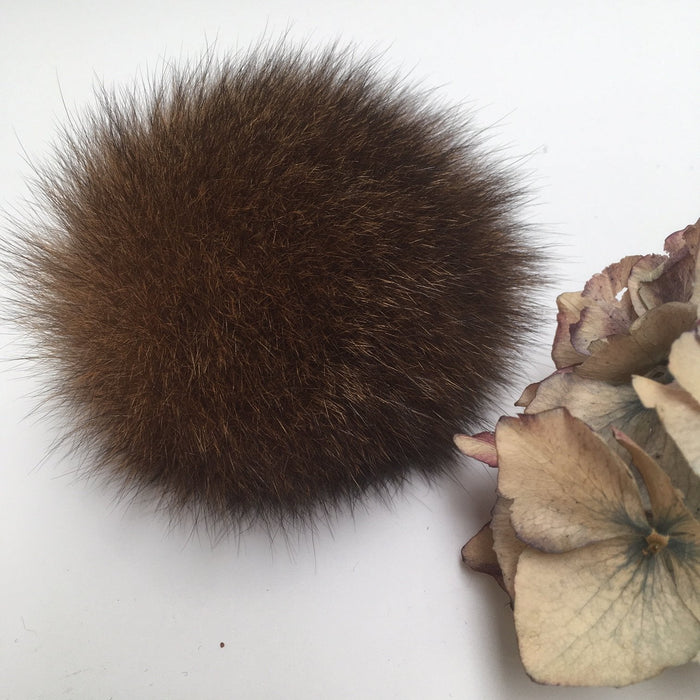 Possum Fur Pom Pom - Small-needles & accessories-Basically Bush-Little Kiwi Grey/Brown 6 cm-Wild & Woolly Yarns