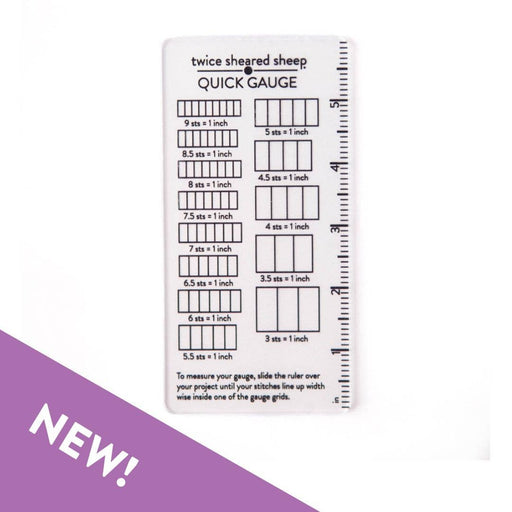 Quick Gauge ruler with stitch count grids for knit and crochet gauge measurement