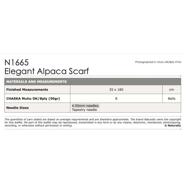 Elegant Alpaca Scarf Knitting Pattern (N1665)-Pattern-Wild and Woolly Yarns