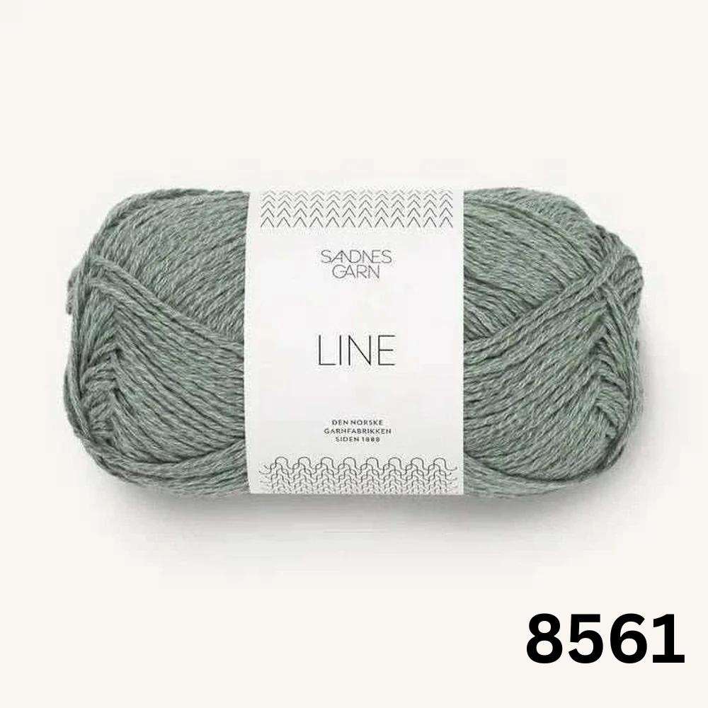 Sandnes Garn Line Dusty Green (8561) yarn colour for Anker’s Summer Shirt Knit Kit