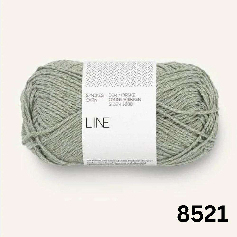 Sandnes Garn Line Dusty Light Green (8521) yarn colour for Anker’s Summer Shirt Knit Kit
