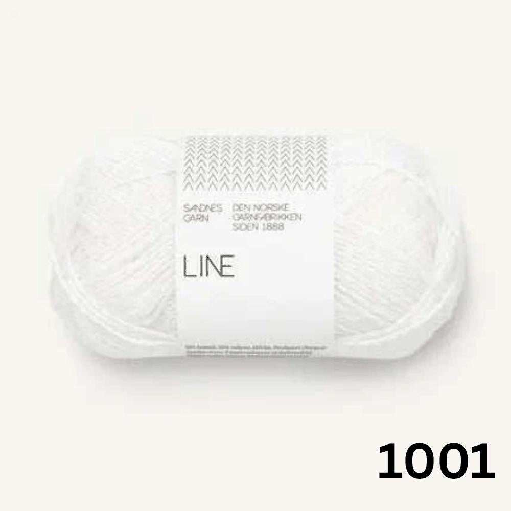 Sandnes Garn Line True White (1001) yarn colour for Anker’s Summer Shirt Knit Kit